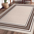 Beverly Rug Non Slip Area Rugs 3x5 Modern Bordered Non Skid Rubber Backing Soft Area Rug for Living Dining Room Easy to Clean Non Shedding Kitchen Bedroom Indoor Carpet 3 x 5 Beige-Brown