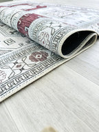 Fame Living Faded Oushak Rug, Turkish Vintage Floral Pastel Large Oversized Area Rugs for Living Room Dining Bedroom Kitchen Bathroom Nursery (848CrRd, 7'5" x 9'8")