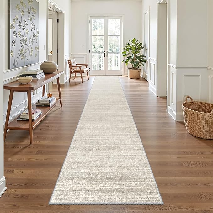 Valenrug Washable Rugs 2x10 - Stain Resistant 2x10 Area Rugs for Living Room, Non Slip Backing Large Area Rugs for Bedroom, Folable Machine Washable Area Rug (2'x10', Beige)