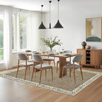 GarveeHome Washable Area Rugs for Bedroom 5x7 Living Room Modern Floral Throw Rugs Non-Slip Lightweight Thin Carpet Modern Farmhouse Print Non-Shedding Soft Low Pile Floor Cover, Dark Camel