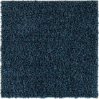 Unique Loom Davos Shag Collection Area Rug - Solid (3' 3" Square, Marine Blue)