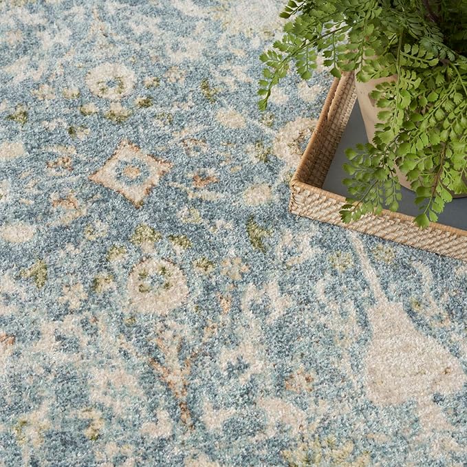 Nourison Home Astra Machine Washable 8' x 10' Teal Beige Area Rug