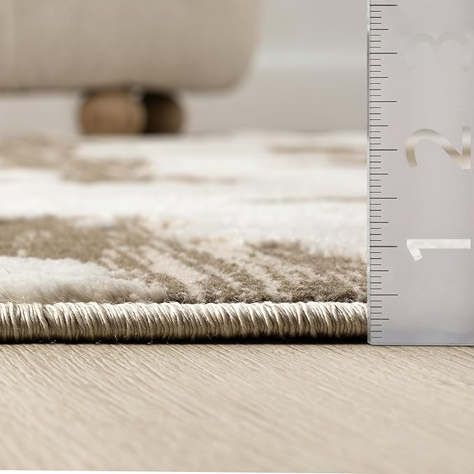 Abani Terra Area Rug for Living Room, Bedroom - Abstract Pattern - Brown Cream - 5' x 8' - Durable & Easy to Clean