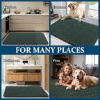 OLANLY Dog Door Mat for Muddy Paws 70x35, Absorbs Moisture and Dirt, Absorbent Non-Slip Washable Doormat, Quick Dry Chenille Mud Mat, Entry Indoor Entryway Carpet for Inside Floor, Blackish Green