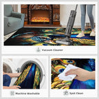 Peacock Rugs for Bedroom - 4x5 Area Rug - 3D Peacock Rugs for Living Room, Abstract Watercolor Animal Rug, Non-Slip Washable Home Decor Carpet