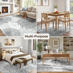 WITSHOCK 5x7 Washable Rug for Living Room,Modern Floral Distress Print Pattern Area Rugs,Stain Resistant with Non Slip Backing Carpet for Dining Room,Bedroom & Home Decor,Grey White