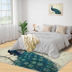 Peacock Area Rug 5x7-5x7 Rug, Peafowl Rugs for Living Room, Teal Turquoise Carpet, Modern Style Washable Area Rugs for Bedroom, Peacock Feather Carpet - Peafowl Home Decor & Gifts