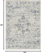 RUGGABLE Washable Vintage Area Rug – Sarrah Blue Quartz 10x14, Stain-Resistant, Non-Slip – Large Machine Washable Rugs for Living Room, Bedroom, Hallway, Entryway & Office–with Standard Pad