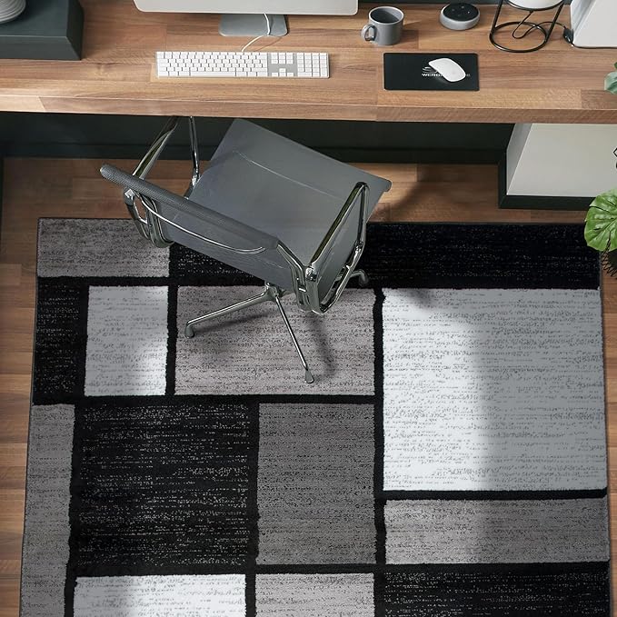 Rugshop Contemporary Modern Boxes for Home Office,Living Room,Bedroom,Kitchen Non Shedding Area Rug 3'3" x 5'3" Gray