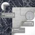 KILOCOCO Boho Kitchen Runner Rug 2x5 Washable Runner Rug, Soft Runners for Hallways Non Slip Printed Distressed Laundry Room Rug, Low-Pile Rug for Entryway/Bedroom/Living Room, Black/Navy