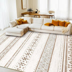 BESTSWEETIE 9x12 Area Rugs for Living Room Washable Moroccan Farmhouse Neutral Geometric Low Pile Non-Slip Soft Print Pattern Rug for Bedroom Kitchen Dining Room Entryway Cream/Brown/Pink