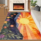 Boho Sun Area Rugs 5x6ft, Radiant Sunburst Rugs for Kids Bedroom, Geometric Solar Office Rug Low Pile are Not Stumbling Foot for Living Room End Table Nursery
