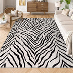 YIHOUSE Tiger Washable Area Rugs 6'x9', Black and Beige Modern Rug for Living Room, Bedroom, Ultra Thin Animal Stripe Print Rug for Girls Boys Nursery, Playroom, Dorm Room