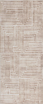 ReaLife Rugs Machine Washable Area Rug Runner - Living Room Bedroom Bathroom Kitchen Entryway Office - Non-Slip Baking Low Pile Stain Resistant Premium - Modern Geometric - Finn - Beige 2'6" x 6'