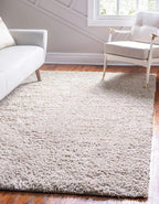Unique Loom Davos Shag Collection Area Rug - Solid (6' 1" x 9' Rectangle, Linen)