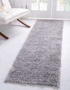 Unique Loom Davos Shag Collection Area Rug - Solid (2' 7" x 16' 5" Runner, Sterling)
