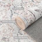 Easy-Going Large Area Rug 8x10 Washable Boho Rugs for Living Room Non-Slip Bedroom Rug Low Pile Lightweight Vintage Distressed Throw Rug for Dining Room Kitchen Home Office Carpet, Grey Brick