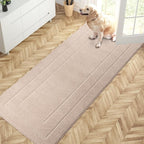 PURRUGS Dirt Trapping Door Mat 32" x 70", Non-Slip/Skid Machine Washable Entryway Rug, Dog Doormat, Super Absorbent Welcome Mat for Muddy Wet Shoes and Paws, Beige