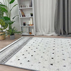 Alfa Rich 5x8 Gray Off White Washable Area Rugs for Living Room Bedroom Kitchen Dining Cotton Rug