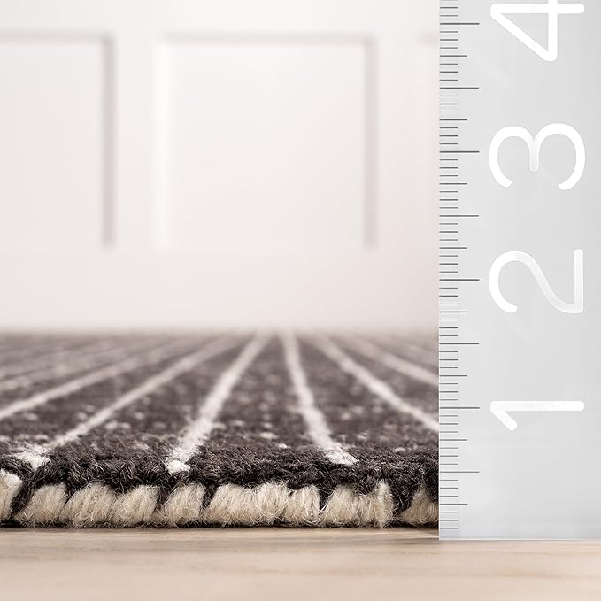 Rugs USA 2'6" x 8' Melrose Checked Wool Indoor Runner Rug, Contemporary Farmhouse Charcoal/Ivory for Living Room, Bedroom, Office, Entryway, Hallway