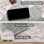 5x7 Machine Washable Area Rug for Living Room, Pink Vintage Moroccan Rug Large Non-Slip Low Pile Soft Faux Wool Carpet, Kids and Pets Friendly for Bedroom Dining Room Farmhouse Home Decor Rug