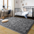 Dark Gray Fluffy Rug Plush Carpet for Bedroom Dorm, Non-Slip High Pile Rug, Shag Rug for Playroom Nursery Home Office Decor 8X10 Ft