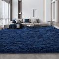 Large Shag Area Rugs 10 x 14, Plush Fuzzy Rugs for Living Room, Ultra Soft Fluffy Furry Rug for Bedroom, Anti-Skid Indoor Solid Carpet Nursery Rugs for Kids Room Home Decor, Navy Blue