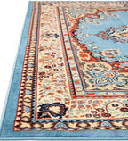 Unique Loom Reza Collection Traditional Persian Style Area Rug, Runner 3' 0" x 16' 5", Light Blue/Ivory