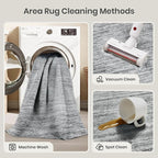 Valenrug Washable Rugs 5x7 - Non Slip 5x7 Area Rugs for Living Room, Stain Resistant Area Rugs for Bedroom, Foldable Machine Washable Area Rug(5'x7', Black)
