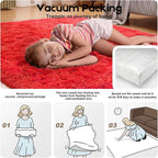 Red Area Rugs 9x12 Living Room Bedroom, Fluffy Large Rug Soft Shag Non-Slip Carpet for Kids Boys and Girls Room Dorm Home Decor (9ft x 12ft)