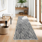 YIHOUSE Modern Hallway Runner Rug, 2x6 Runner Rugs, Black and White Rug Thin Non-Slip Washable Rugs, Soft Contemporary Striped Carpet for Entryway Indoor, Kitchen, Laundry, Bedroom