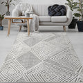 Antep Rugs Palafito 5x7 Geometric Shag Diamond High-Low Pile Textured Indoor Area Rug (Gray, 5'3" x 7'6")