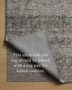 Loloi Amber Lewis Josie Collection JOS-05 Dove/Gold 6'-0" x 6'-0", .13" Pile Height, Low Profile, Machine Washable, Round Area Rug
