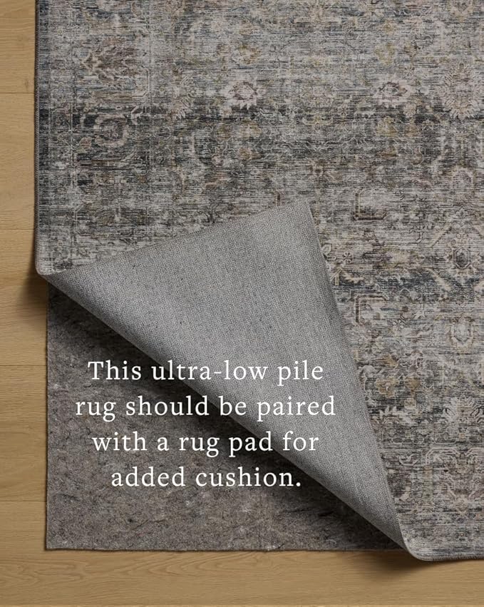 Loloi Amber Lewis Josie Collection JOS-05 Dove/Gold 9'-0" x 12'-0", .13" Pile Height, Low Profile, Machine Washable, Area Rug