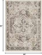 RUGGABLE Washable Vintage Area Rug – Kamran Hazel 5x7, Stain-Resistant, Non-Slip – Medium Machine Washable Rugs for Living Room, Bedroom, Hallway, Entryway & Office–with Standard Pad