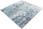 Rugs.com Leipzig Collection Rug – 5 Ft Square Blue Low-Pile Rug Perfect for Living Rooms, Kitchens, Entryways