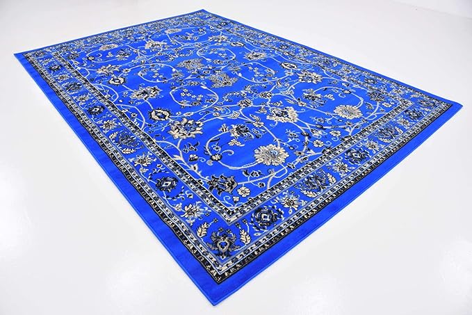 Unique Loom Sialk Hill Collection Area Rug - Washington (7' x 10' Rectangle Dark Blue/Black)