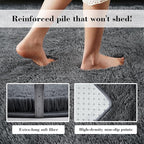 Soft Runner Rugs for Bedroom, Dark Grey 3x7 Area Rugs Fluffy Rug Shaggy Area Rug Carpet, Bedside Rug for Living Room Bedroom Kids Room Home Decor