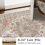 6x9 Area Rugs for Living Room Ultra-Soft Washable Rug Vintage Distressed Boho Area Rug, Non-Slip Retro Print Low Pile Stain Resistant Carpet for Bedroom Dining Room Kitchen Office