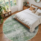 Round 5ft Abstract Rug, Modern Washable Indoor Circle Area Rugs for Living Room, Soft Circular Non-Slip Carpet Floor Mat for Entryway Dining Room Home Office - Abstract Sage Green