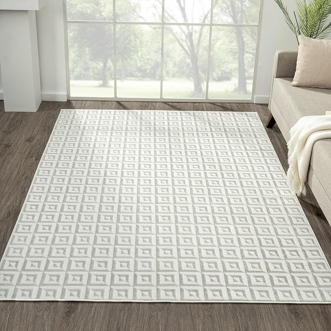 LUXE WEAVERS Geometric Greek Pattern Area Rug, Cream, 6'X9'