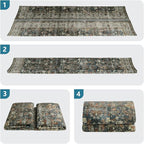Dripex Vintage Washable Area Rug - 5x8 Distressed Rugs for Living Room Bedroom Oriental Medallion Floral Print Carpet Low-Pile Indoor Soft Non-Slip Accent Rug Farmhouse Office Home Decor