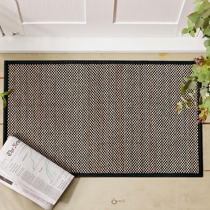 Artoid Mode Washable Non Skid Kitchen Rugs and Mats Doormat, Absorbent Door Mat Rugs for Kitchen Floor Front of Sink Hallway Black 17x29 Inch
