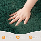 Zentavio Dark Green Area Rugs for Living Room Emerald Green Rugs for Bedroom 8x10 Fluffy Fake Grass Large Carpet for Kids Room Playroom Furry Shag Aesthetic Soft High Pile Washable Home Decor