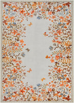Wonnitar Fall Washable 5x7 Rug for Bedroom, Low Pile Soft Boho Floral Living Room Area Rug, Non Slip Throw Carpet for Girls Room Nursery Playroom Guest Room (Orange,5'x7')