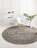 Unique Loom Sialk Hill Collection Area Rug - Washington (3' 3" Round Gray/Black)