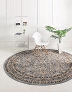 Unique Loom Sialk Hill Collection Area Rug - Washington (3' 3" Round Gray/Black)