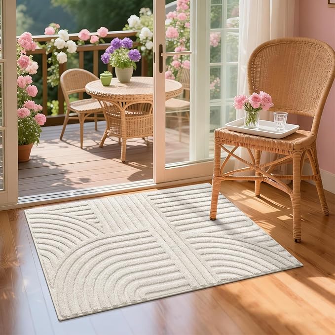 Pauwer 2x3 Washable Area Rugs for Living Room Modern Beige Solid Color Soft Fluffy Rugs for Bedroom Non Slip Boho Accent Indoor Mat Floor Carpet Cover for Kids Room Dining Room Kitchen Office, Beige