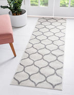 Rugs.com Lattice Frieze Collection Rug – 2' x 10' Runner Ivory Medium Rug Perfect for Living Rooms, Large Dining Rooms, Open Floorplans