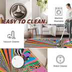 Graffiti Rugs for Bedroom - Colorful Abstract Street Art Area Rug 5x8, Hippie Aesthetic Funky High Traffic Anti Slip Carpets Home Decor #C086